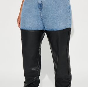 Leather and blue jean